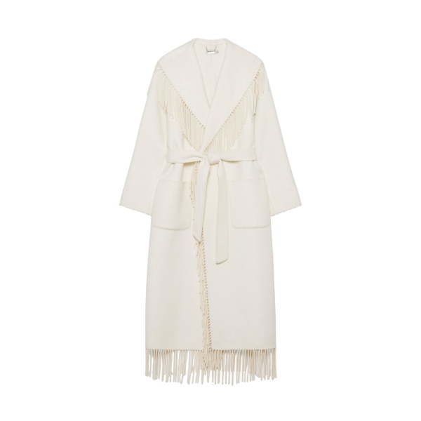SIMKHAI Carrie Fringe Coat in Frost