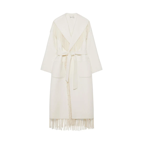 SIMKHAI Carrie Fringe Coat in Frost