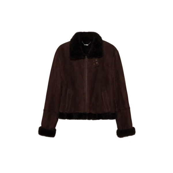 SIMKHAI Cassia Shearling Jacket in Chocolate