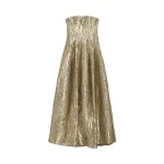 SIMKHAI Celeste Metallic Jacquard Gown in Light Gold