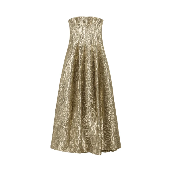 Celeste Metallic Jacquard Gown in Light Gold