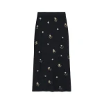 SIMKHAI Chelly Embellished Wool Cashmere Midi Skirt in Dark Charcoal