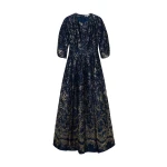 SIMKHAI Claravelle Metallic Jacquard Gown in Midnight