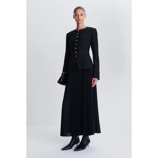 Claudina Tweed Blazer Dress in Black - Image 5