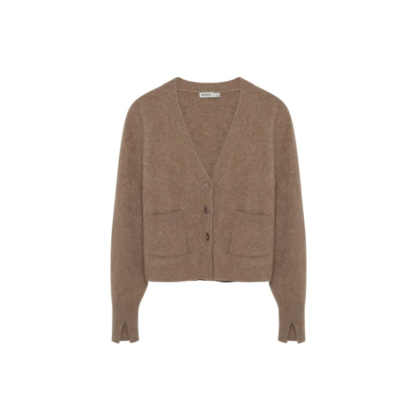 Claurice Brushed Knit Cardigan in Light Otter