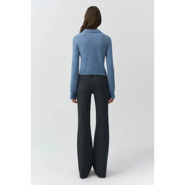 Constance Cashmere Polo in Dusty Blue - Image 5