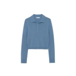SIMKHAI Constance Cashmere Polo in Dusty Blue