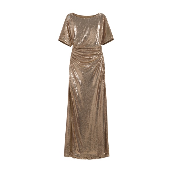 SIMKHAI Coralie Sequin Gown in Light Gold