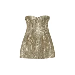 SIMKHAI Darcie Metallic Jacquard Mini Dress in Light Gold
