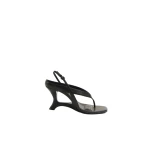 SIMKHAI Darya Leather Wedge Thong Sandal in Black