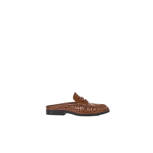 SIMKHAI Dean Leather Loafer Mule in Saddle