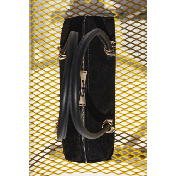 Devon Suede Shoulder Bag in Black - Image 5