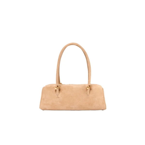 SIMKHAI Devon Suede Shoulder Bag in Light Camel