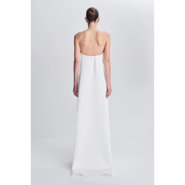 Dinah Strapless Midi Dress in Ivory - Image 5