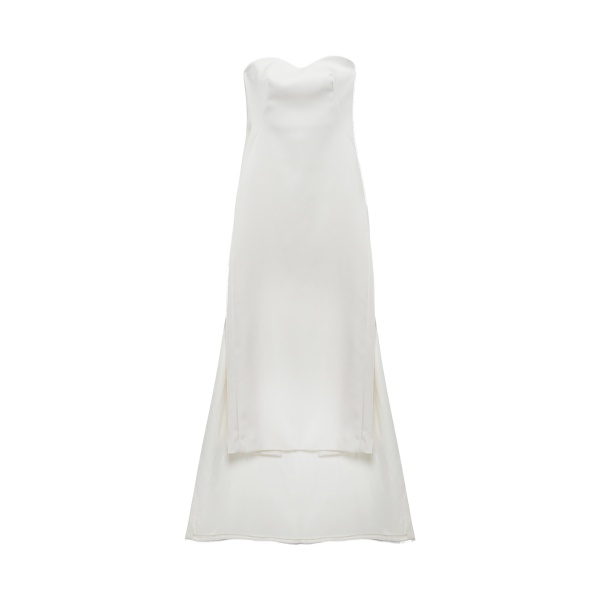 SIMKHAI Dinah Strapless Midi Dress in Ivory
