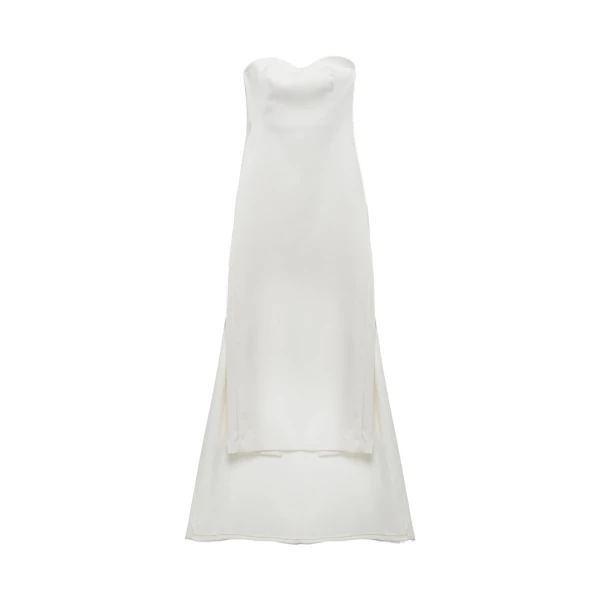 Dinah Strapless Midi Dress in Ivory
