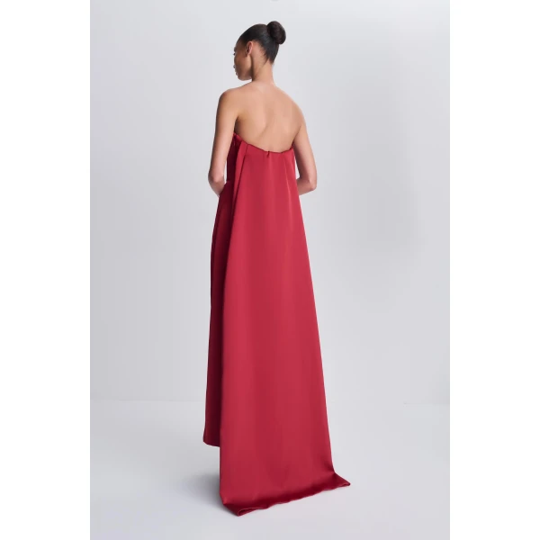 Dinah Strapless Midi Dress in Lipstick - Image 5