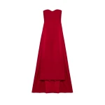 SIMKHAI Dinah Strapless Midi Dress in Lipstick