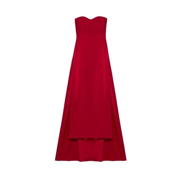Dinah Strapless Midi Dress in Lipstick