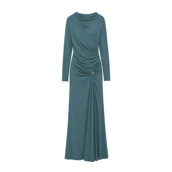SIMKHAI Eleanora Draped Jersey Gown in Storm