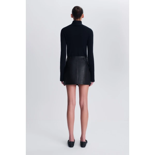 Elina Leather Mini Skirt in Black - Image 5
