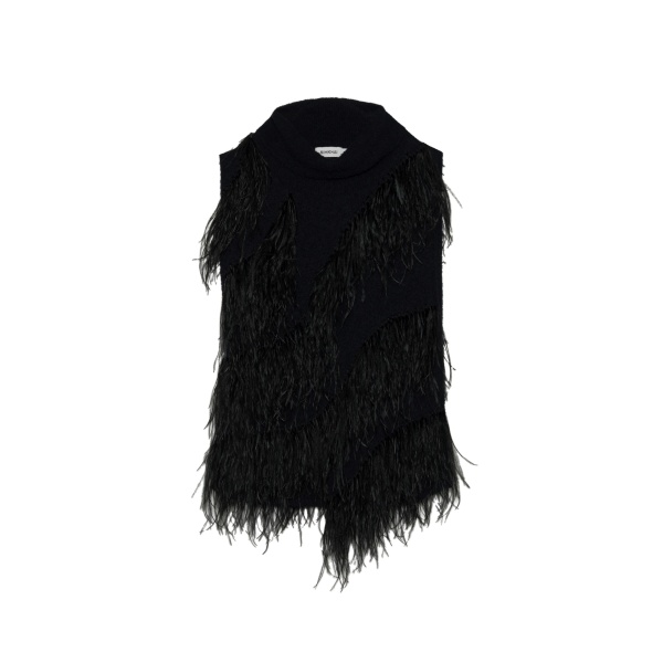 SIMKHAI Elinor Feather Top in Black