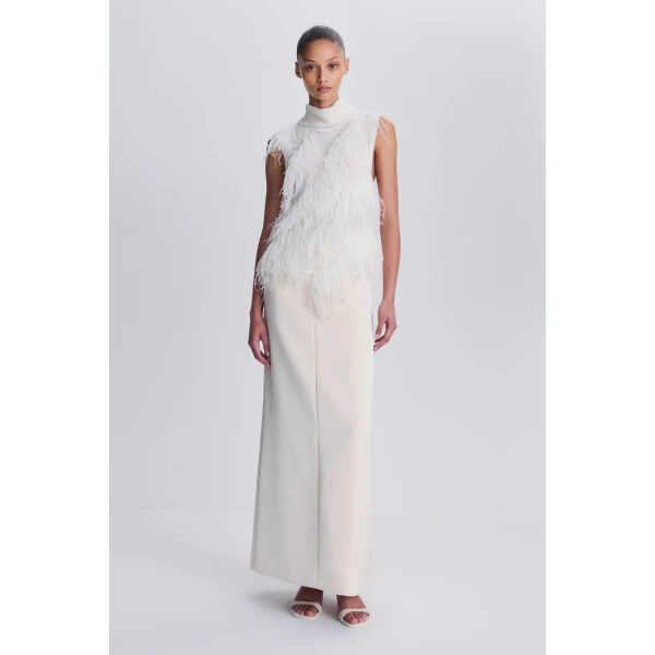 SIMKHAI Elinor Feather Top in Ivory