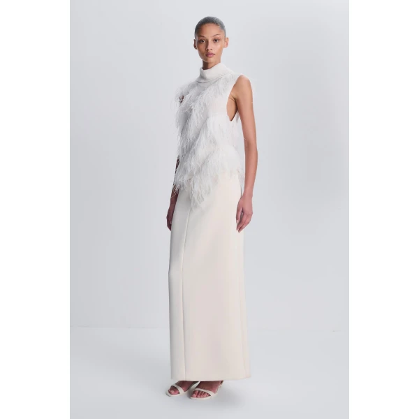 SIMKHAI Elinor Feather Top in Ivory