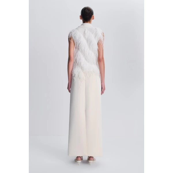 SIMKHAI Elinor Feather Top in Ivory