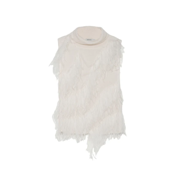 SIMKHAI Elinor Feather Top in Ivory | Knitwear | Coveti