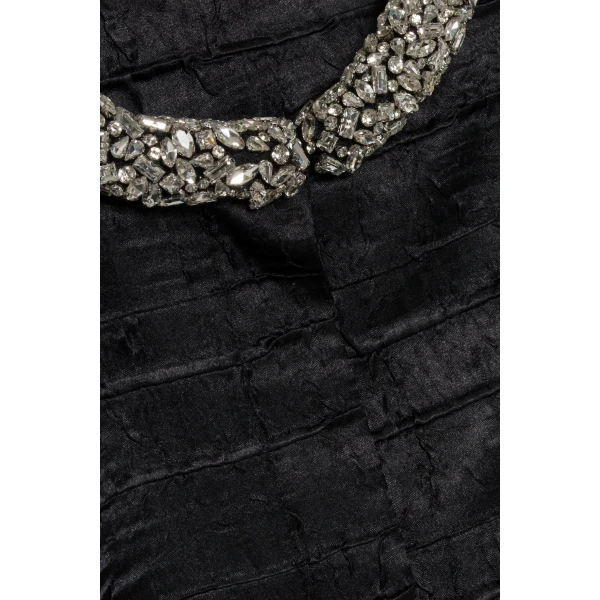 Elvessa Embellished Satin Jacket in Black - Image 6