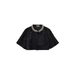 SIMKHAI Elvessa Embellished Satin Jacket in Black