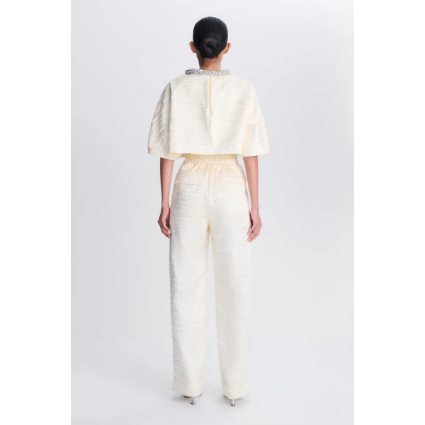 Elvessa Embellished Satin Jacket in Porcelain - Image 6
