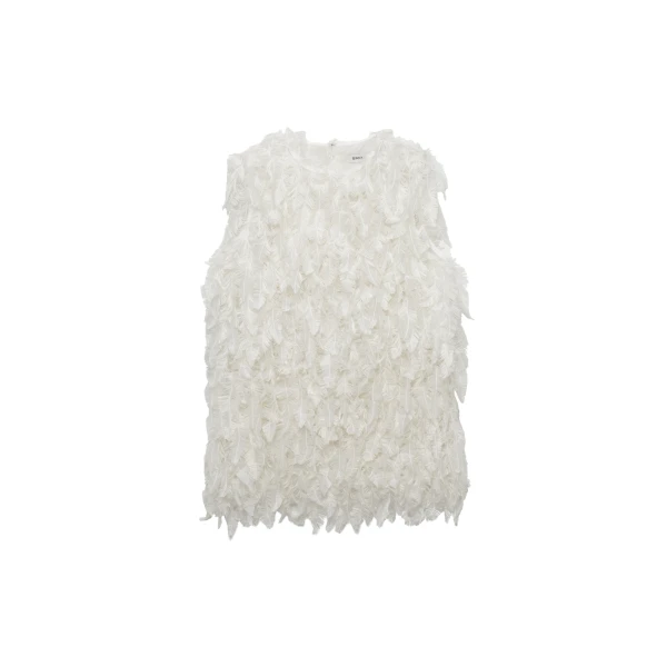 Fei Feathery Satin Top in Ivory