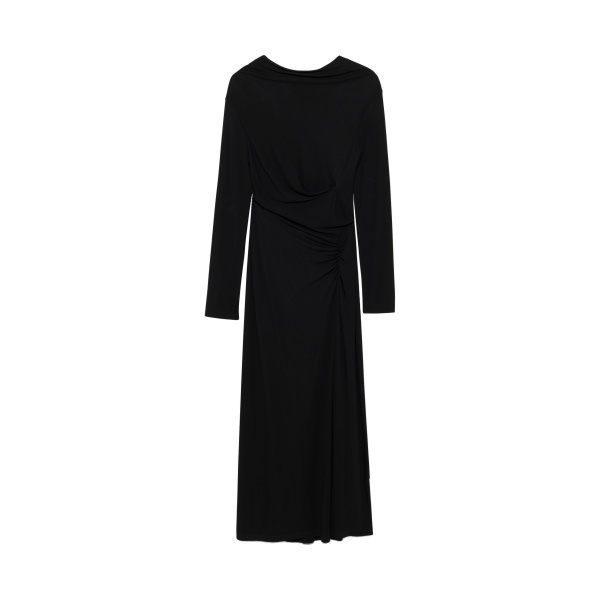 SIMKHAI Ferrera Draped Jersey Midi Dress in Black