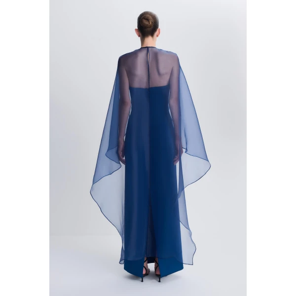 Fiora Organza Cape Gown in Ink - Image 5