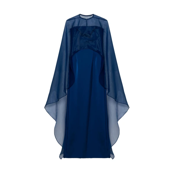 SIMKHAI Fiora Organza Cape Gown in Ink