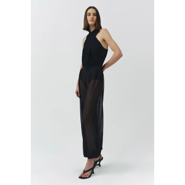Flora Sheer Knit Pant in Black - Image 5