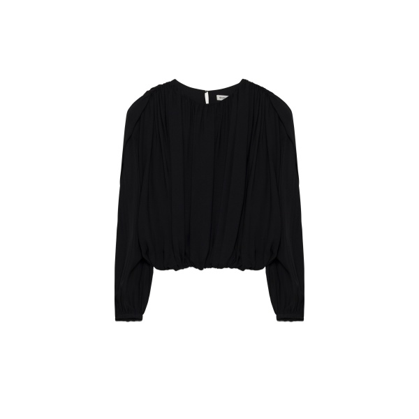 SIMKHAI Frida Silk Georgette Top in Black