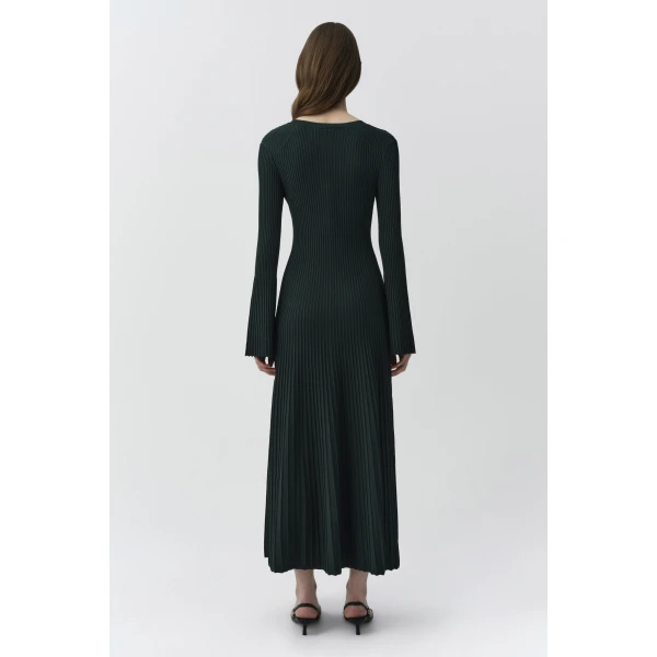 Genna Compact Knit Midi Dress in Everglade - Image 5
