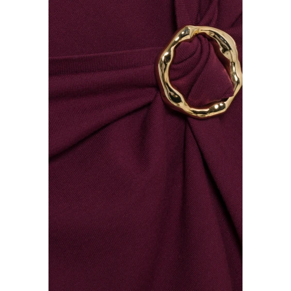 Genne Draped Knit Midi Dress in Fig - Image 6