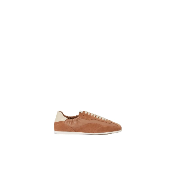 SIMKHAI Georgie Leather Combo Sneaker in Camel