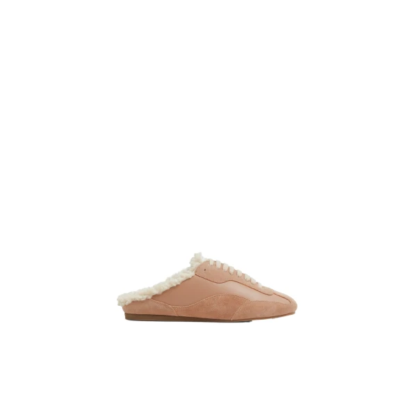 Georgie Shearling Slip-On Sneaker in Light Camel Ecru
