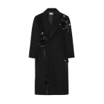 SIMKHAI Gianni Embellished Wool Coat in Black