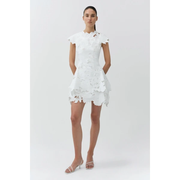 SIMKHAI Holloway Embroidered Mini Dress in White