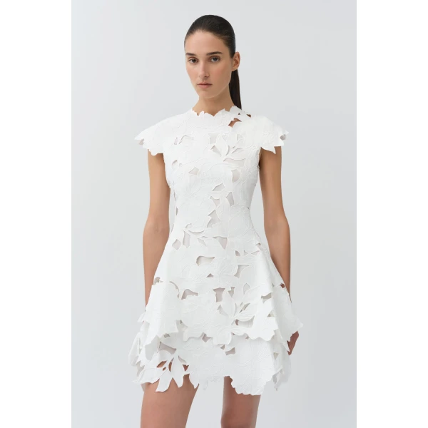 SIMKHAI Holloway Embroidered Mini Dress in White