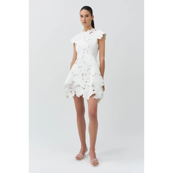 SIMKHAI Holloway Embroidered Mini Dress in White