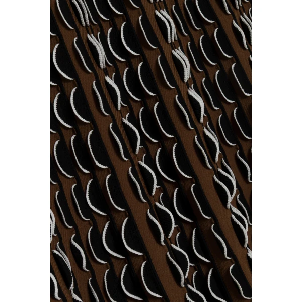 Ike Scalloped Compact Knit Midi Skirt in Dark Ochre Multi - Image 5