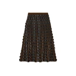 SIMKHAI Ike Scalloped Compact Knit Midi Skirt in Dark Ochre Multi