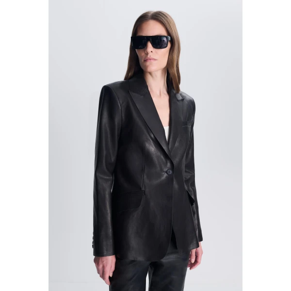 Iressa Leather Blazer in Black - Image 6